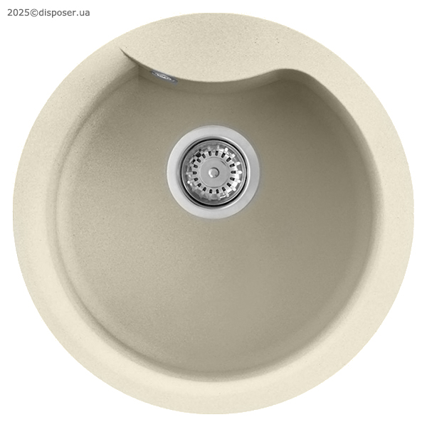 Кухонна мийка Elleci Ego Round bianco antico 62, граніт, 48,5 х 48,5 см.